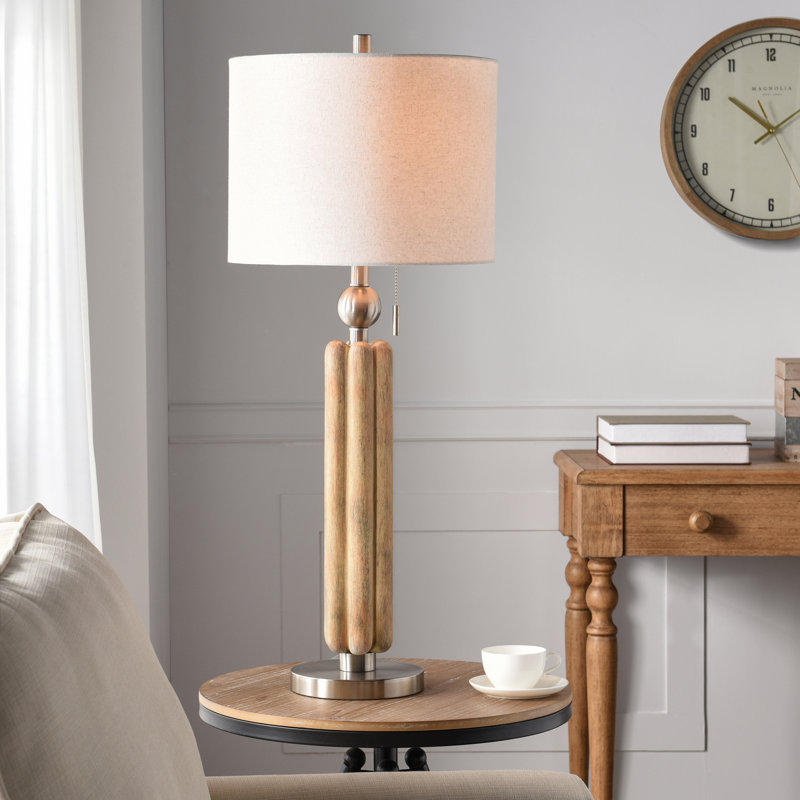 Lampe de table Luke - Argent Chadron - Abat-jour beige, Argent Chadron