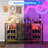 55.1" Industrial Wine Bar Cabinet with LED Lights and Glass Holder Sideboard Buffet Table-1124595490