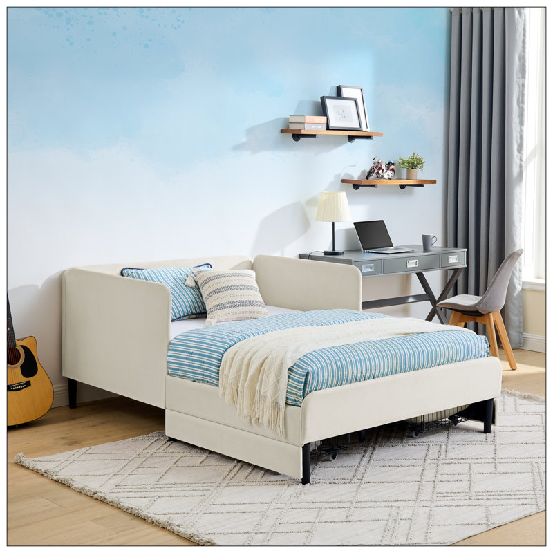 Lit pour chambre à coucher, Beige, Lit double
