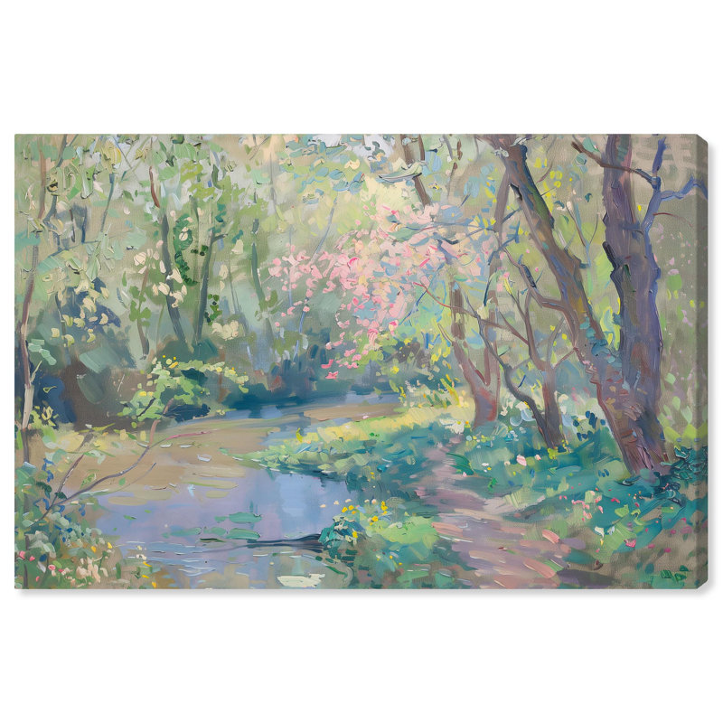Pastel Creek Impressionism Wrapped Canvas Art, 15" x 10"
