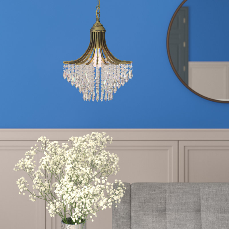 Lupton 1 - Light Crystal Pendant, Antique Brass