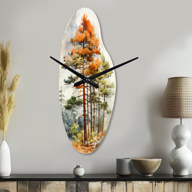 Pine Tree Majestic Ponderosa II - Curved Shape Large Tree Pine 3D Wall Clock, Large
