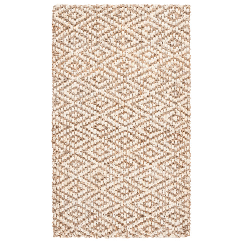 Natural Fiber Handwoven Jute Geometric Rug, Rectangle 4' x 6'