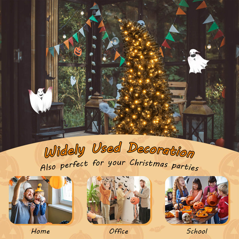 The Holiday Aisle® 6 Ft Artificial Halloween Tree With Bendable Top Section 726 Branch Tips 260 Lights