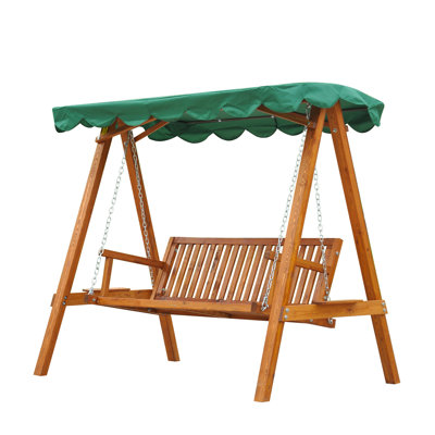 Badrulla 3 Person Solid Wood Hanging Porch Swing