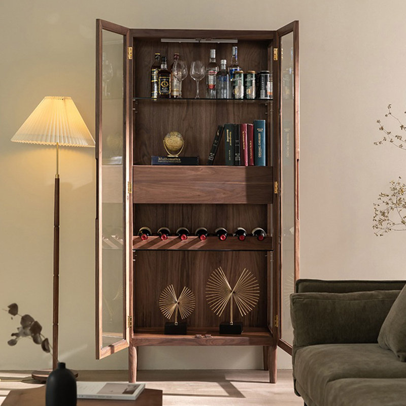 Bibliothèque à portes verticales en verre de style américain