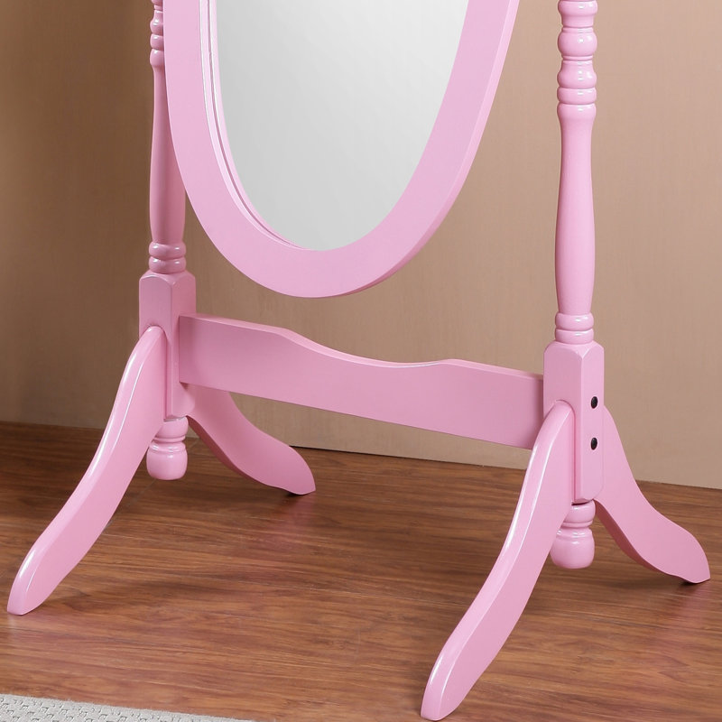 Miroir de plancher traditionnel en bois de style reine Anna, finition rose