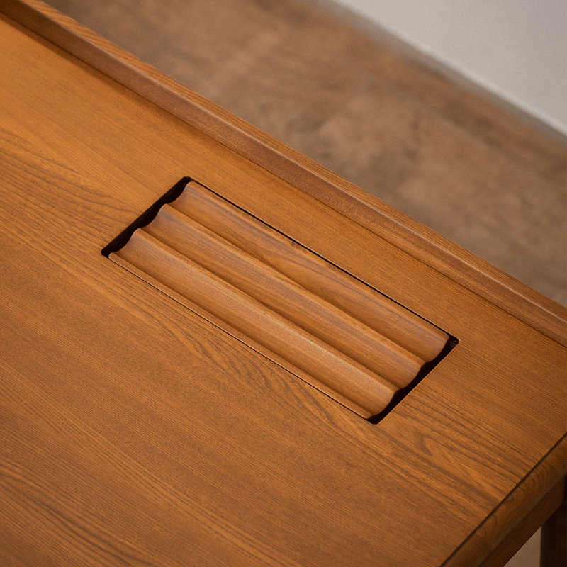 Bureau d'écriture à double tiroir rétro et simple en orme