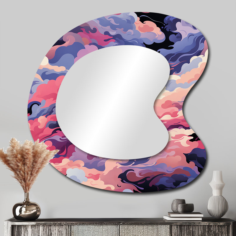 Celestial Disguise ondulation - miroir mural abstrait de forme unique, miroir décoratif asymétrique moderne, impression d'art en métal