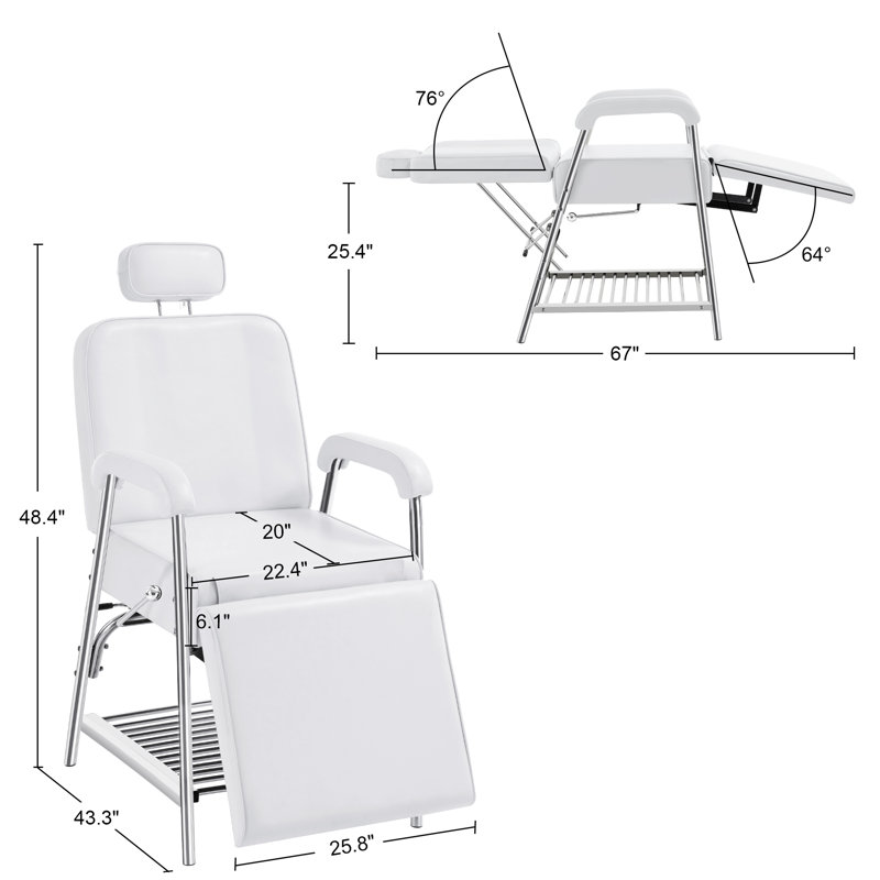 Fauteuil inclinable avec accoudoirs Inbox, Similicuir blanc