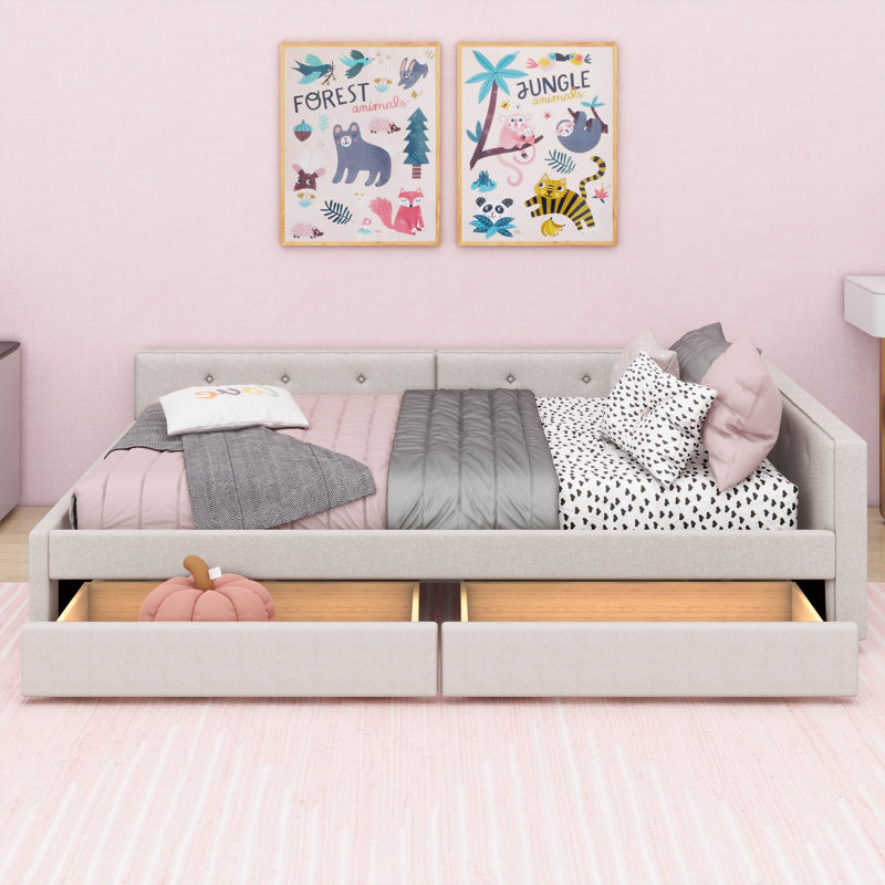 Upholstered Platform Bed With USB, Queen