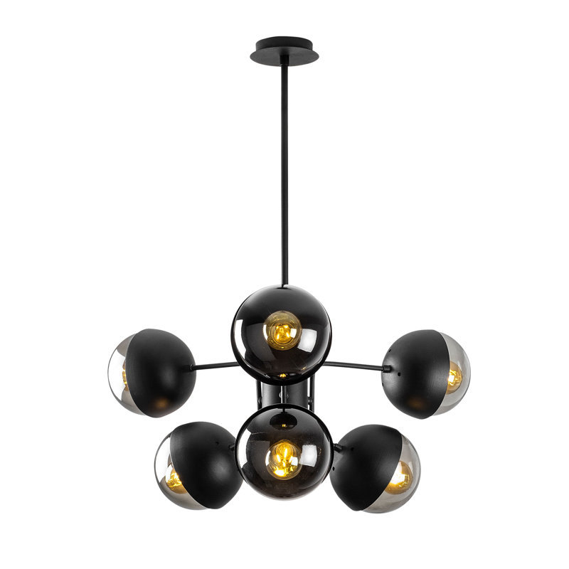 Lustre sphérique Spoutnik à 6 lumières Oakgrove, Noir / Transparent, Noir
