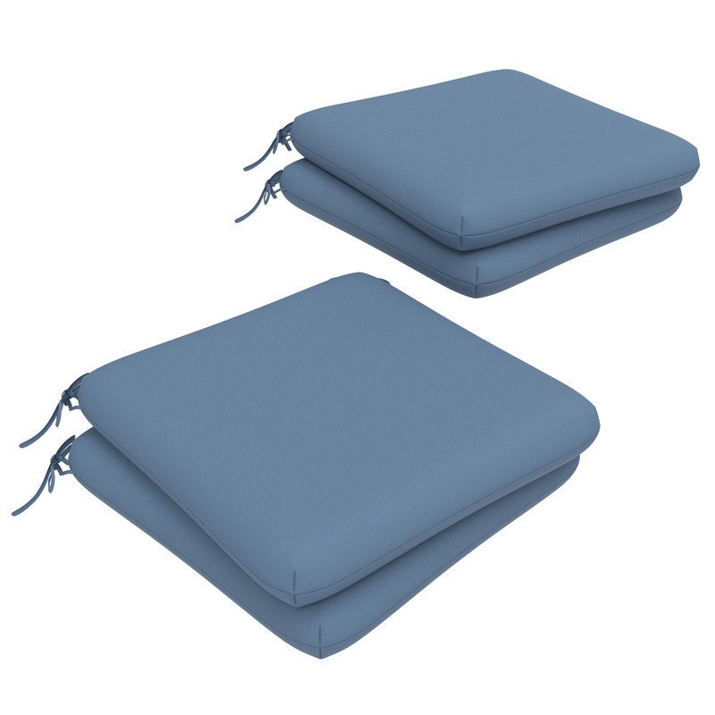 Outdoor Square Dining Chair Cushions, 3" Foam Replacement Cushion, Sky Blue, 4