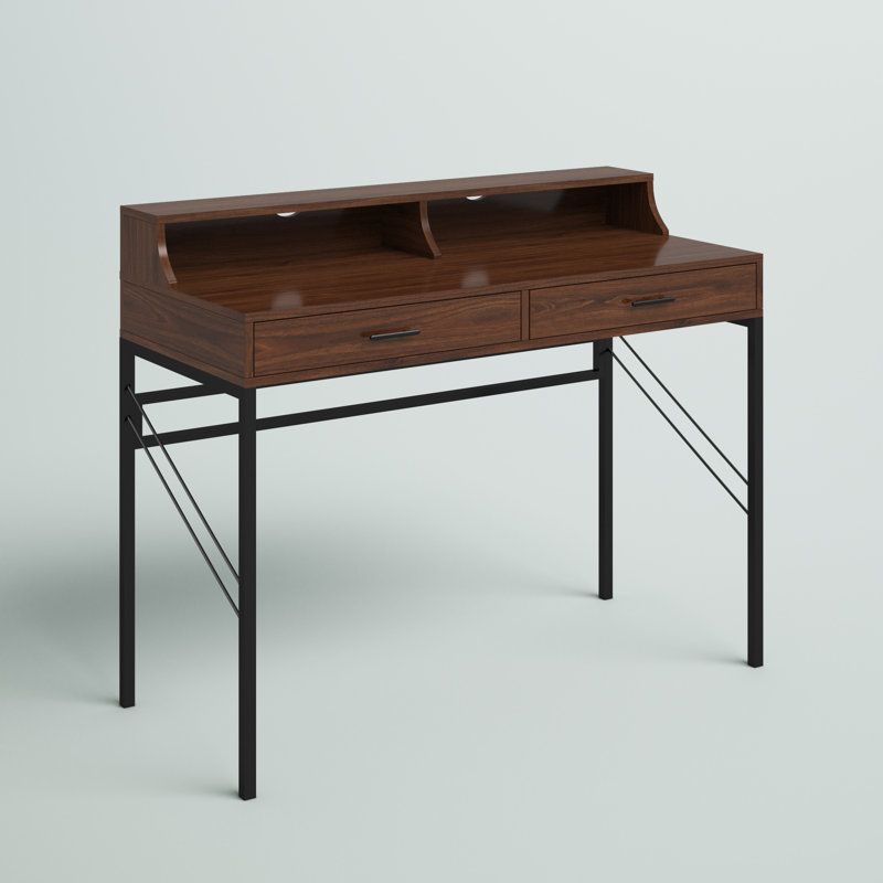 Bureau avec rehausse Lamarr, Noyer foncé