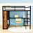 Metal Loft Bed with Wardrobe and Desk-96822141-96822137