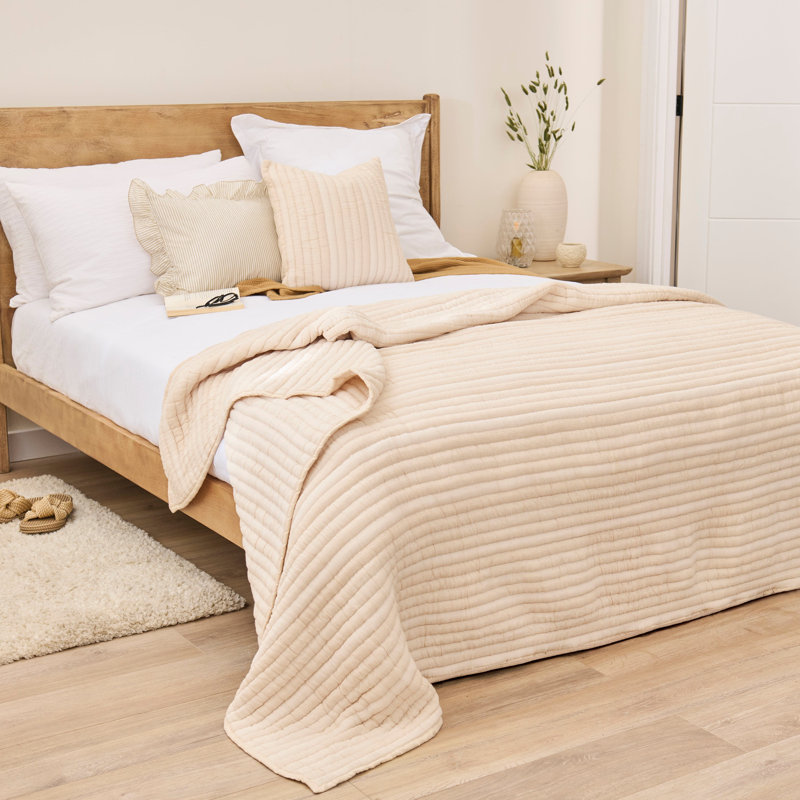Cotton Bedspread, Natural, 220cm x 200cm