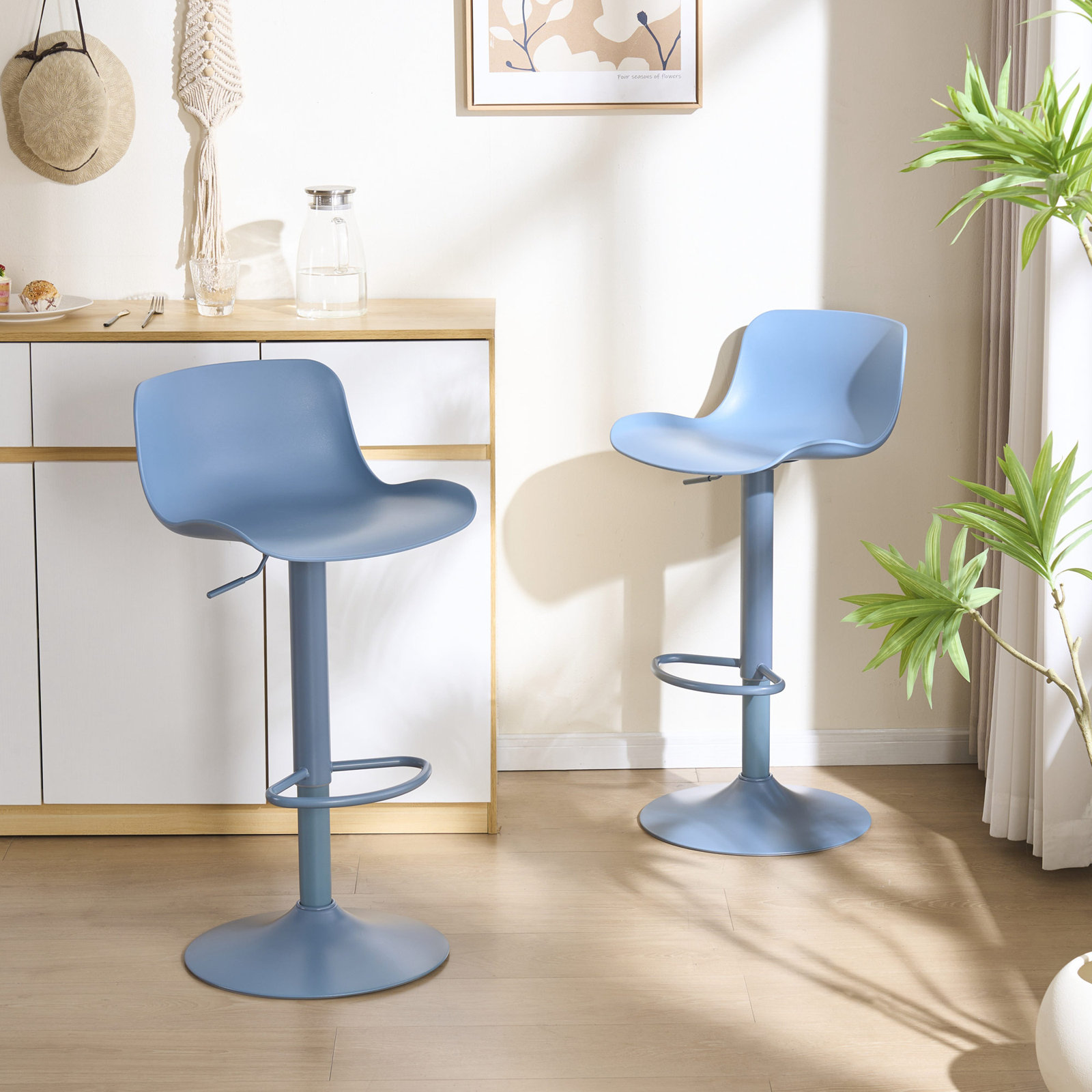 Meli Swivel Bar Stool, Blue