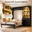 Grand lit plateforme escamotable de 87,4 po avec armoire à DEL et tiroir de rangement Zak-490835934