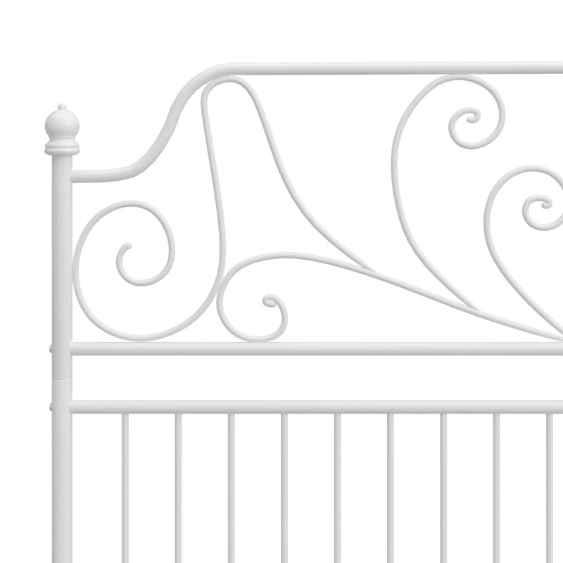 vidaXL Bed Frame Powder-coated metal Durable Bed Frame, White, 55.1 in x 78.7 in