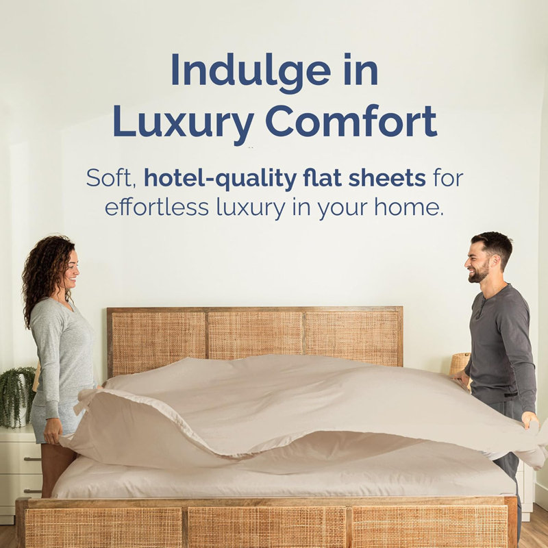 Ultra Soft Flat Sheet – Cooling, Breathable & Wrinkle Free Top Sheet, Cream, Twin XL