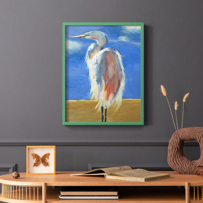 Blue Heron, reproduction encadrée - bois massif