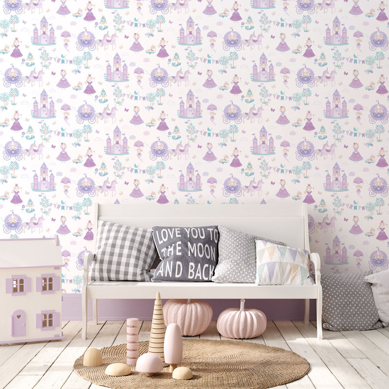 Pettengill 10m x 53cm Matte Paste the Wall Wallpaper Roll, White/Purple