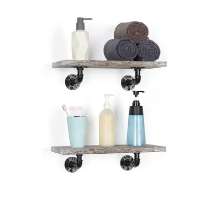 Adamas 2 Piece Square Bamboo Floating Shelf
