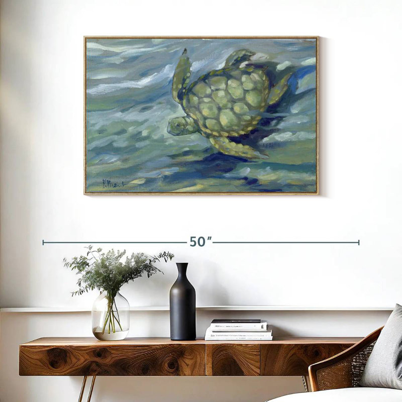 Tortue de mer East Point, Cadre flottant en bois naturel, 37 po x 25 po