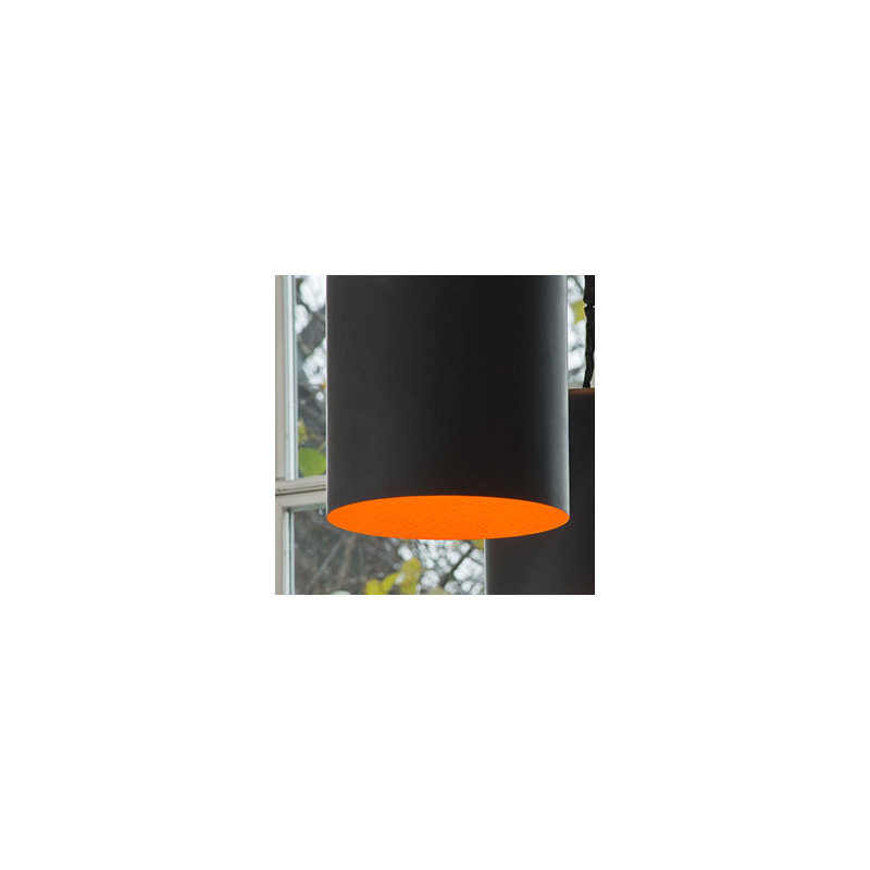 1 - Light Black Drum Pendant, Black/Orange