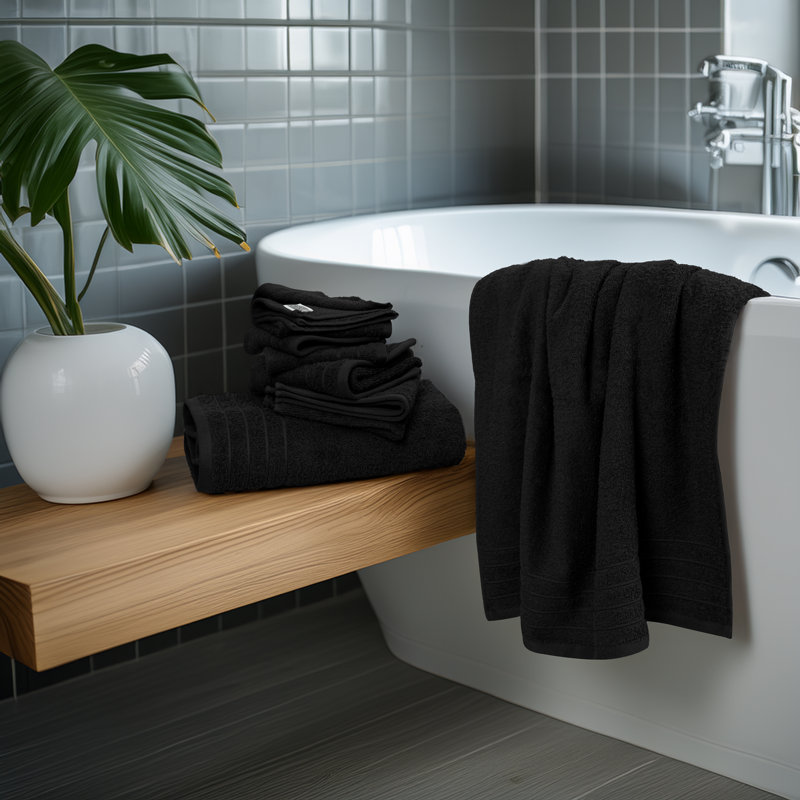 100% Cotton Midweight Mulit-Size Set, Black
