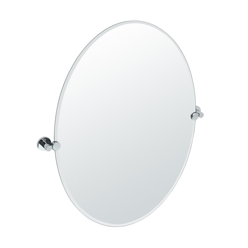 Miroir mural Channel Miroir de salle de bain sans cadre, pivotant et biseauté, H 32 po x l 28,5 po, Chrome
