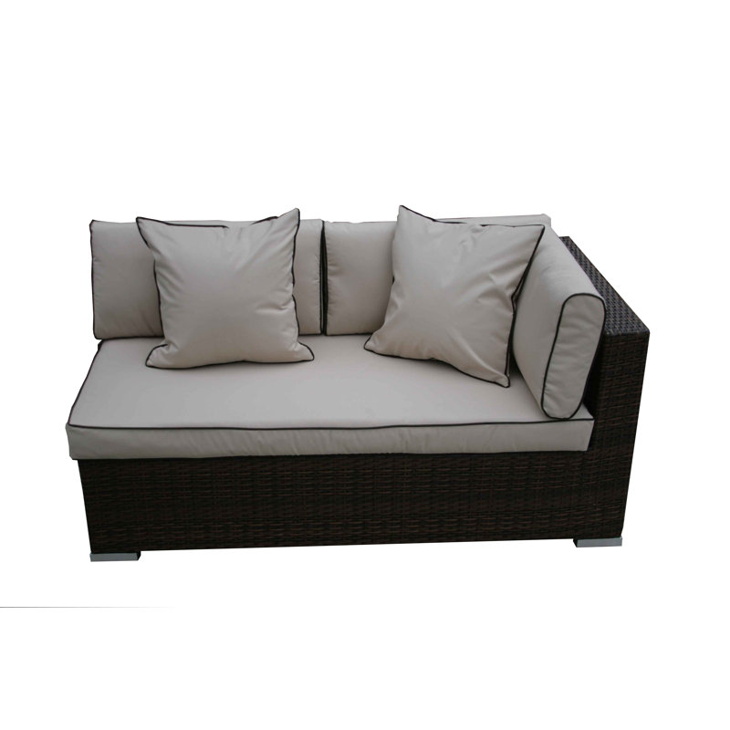 Tessa 6 Seater Rattan Corner Sofa Set with Cushions, Chocolate/Cream