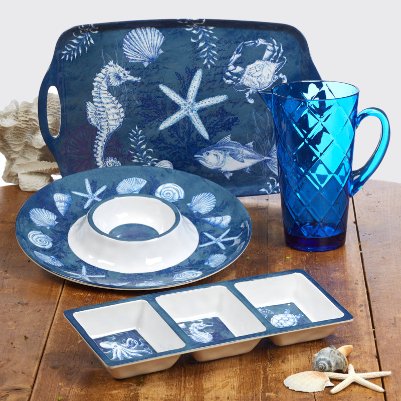 Oceanic Blue Melamine 10" Salad/Dessert Plates Set of 6