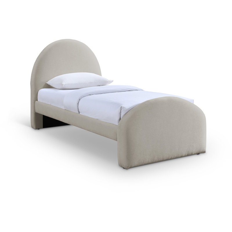 Lit tapissier Chiu, Tissu chenille beige
