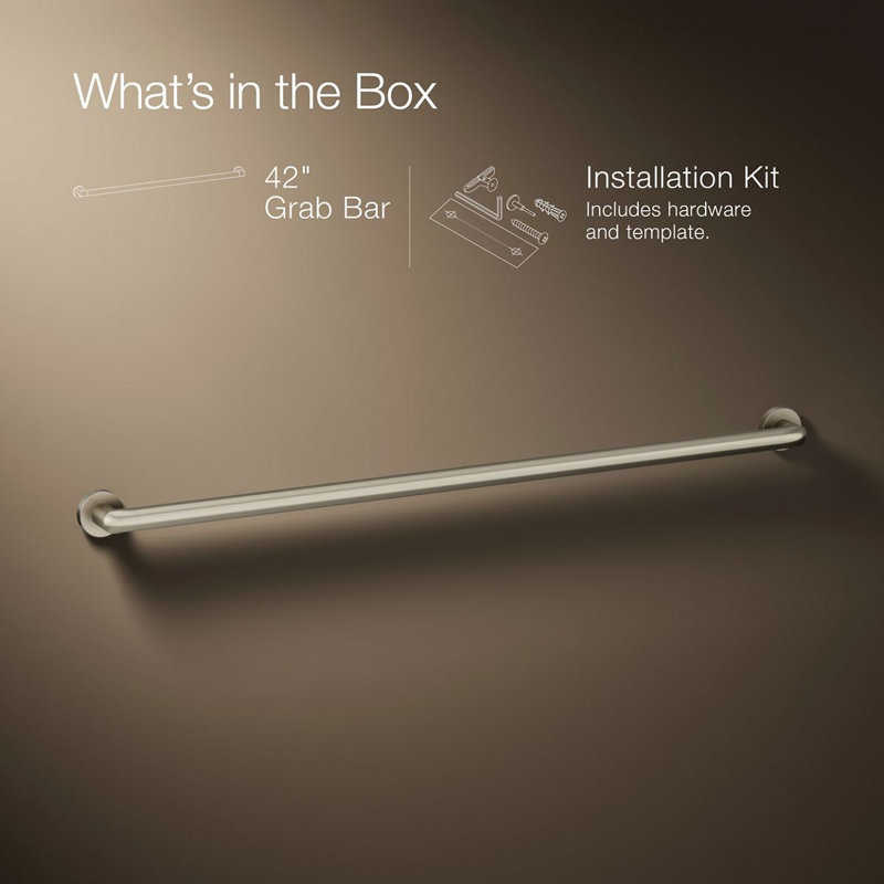 Kumin Grab Bar, Brushed Nickel, 42" W