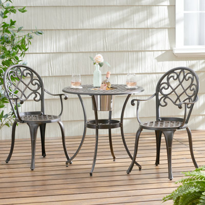 3Pc Cast Bistro Set W Ice Bucket