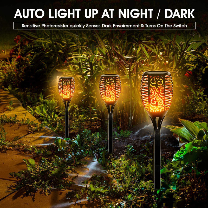 WBM Smart Solar Lights, LED Solar Torch Flickering Flame Lights