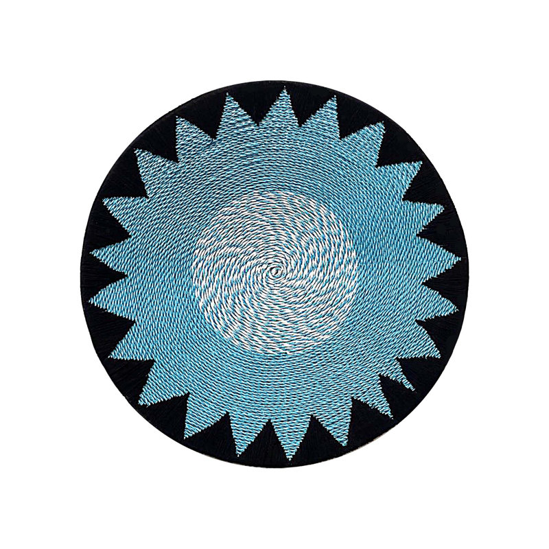 Boho Abstract Wall Decor on Resin, Blue/Black