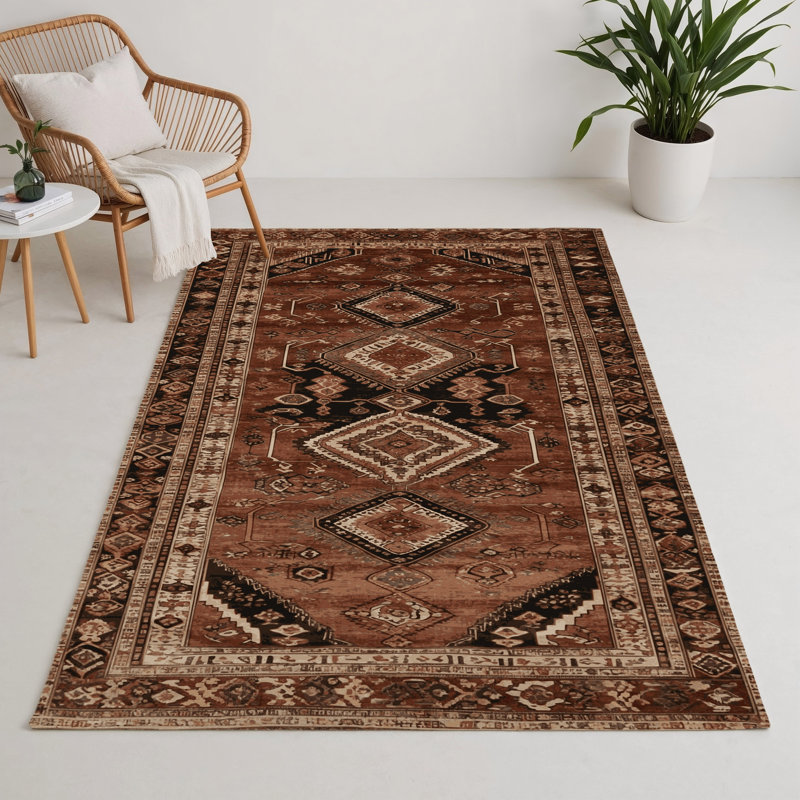 Turkish Brown Indoor and Outdoor Area Rug, Rectangle 5' x 7'