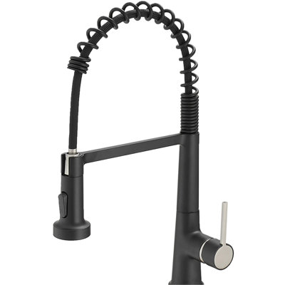 Black Kitchen Sink Faucet, Modern Pull Down Single Handle Purify Faucet In Black, For