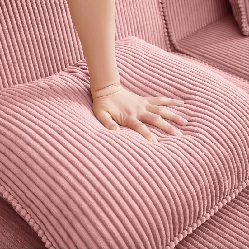 Canapé modulaire à 2 places sans siège, canapé modulaire Cloud avec assise profonde et canapé modulaire moderne à 2 places avec coussins décoratifs Tissu velours côtelé rose