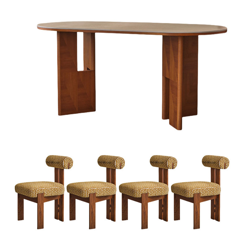 Ensemble de table de salle à manger en bois teck fritté, H 29,53 po x L 70,87 po x l 33,46 po