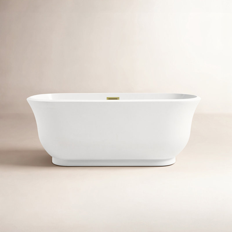Chaylynn 59'' x 28'' Soaking Acrylic Bathtub, Brushed Gold
