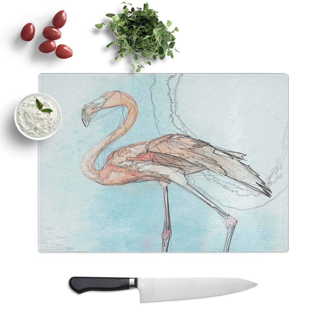 Glass Flamingo Bird in Abstract Chopping Board