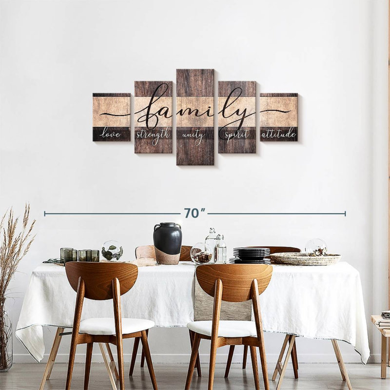 Reproduction sur toile de typographie familiale, H 24 po x l 55 po x P 1,25 po