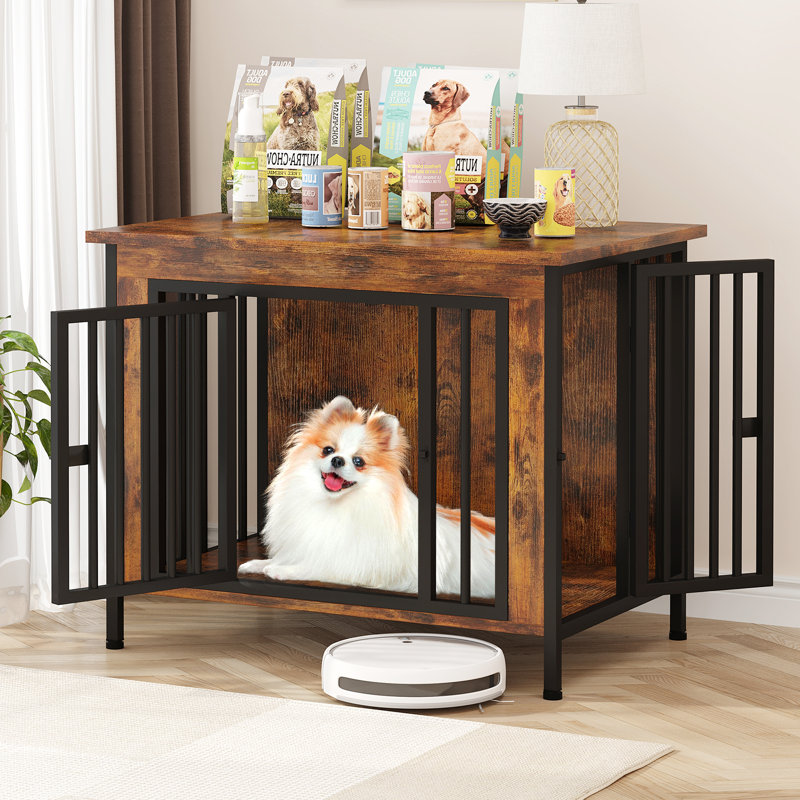 Cage pour animaux de grande taille avec séparateur, Brun, H 27,9 po x l 31,5 po x P 22,4 po