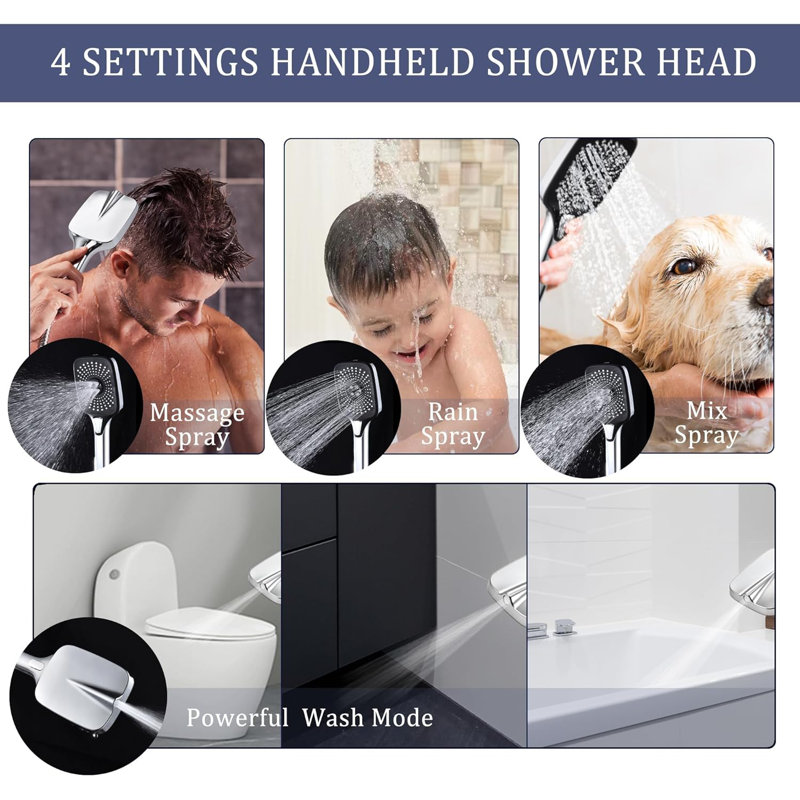 Pomme de douche à pluie double 1,75 GPM GPM, Chrome