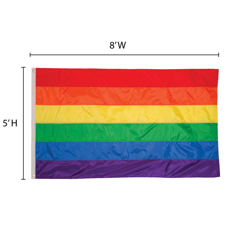 Drapeau arc-en-ciel à œillets, H 60 po x l 96 po