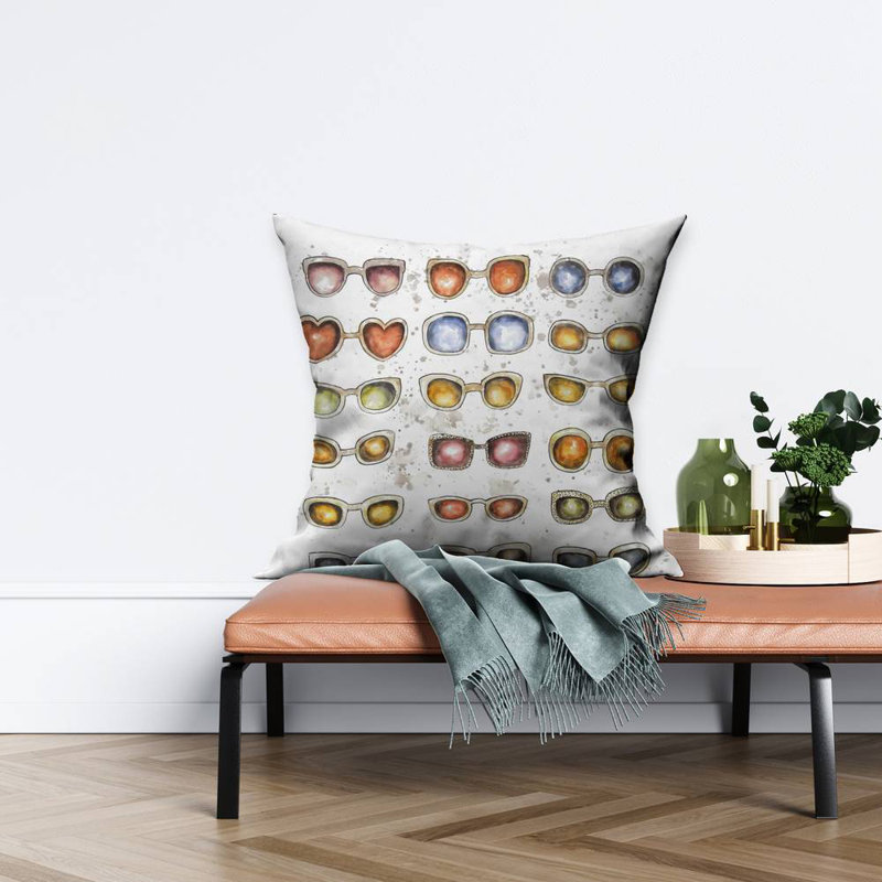 Women's Sunglasses Square Throw Pillow Cover, 16" H x 16" W