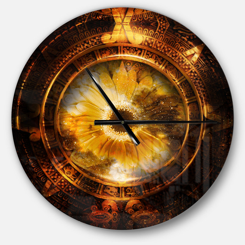Ancien calendrier maya, collage - horloge murale moderne, Moyen